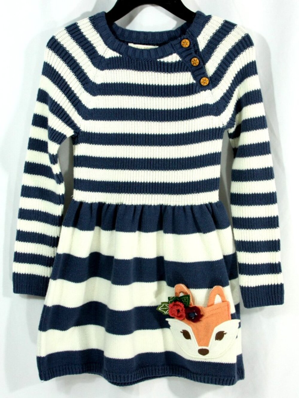 Cynthia Rowley Striped Sweater Knit Fox Pocket Long Sleeve Girls Dress 2T